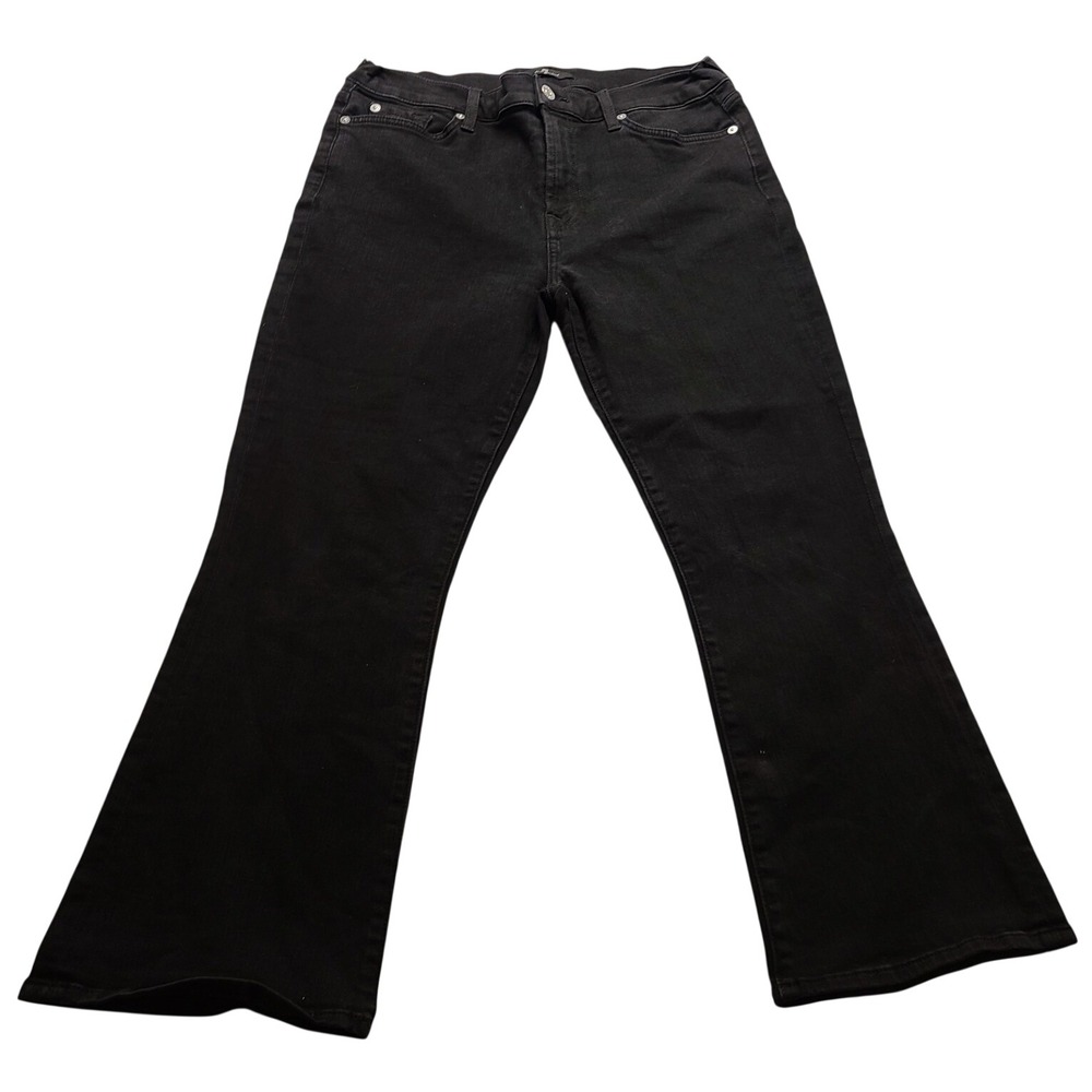 7 For All Mankind Black Denim Jeans Size 32 Slim Straight Stretch Men's Casual